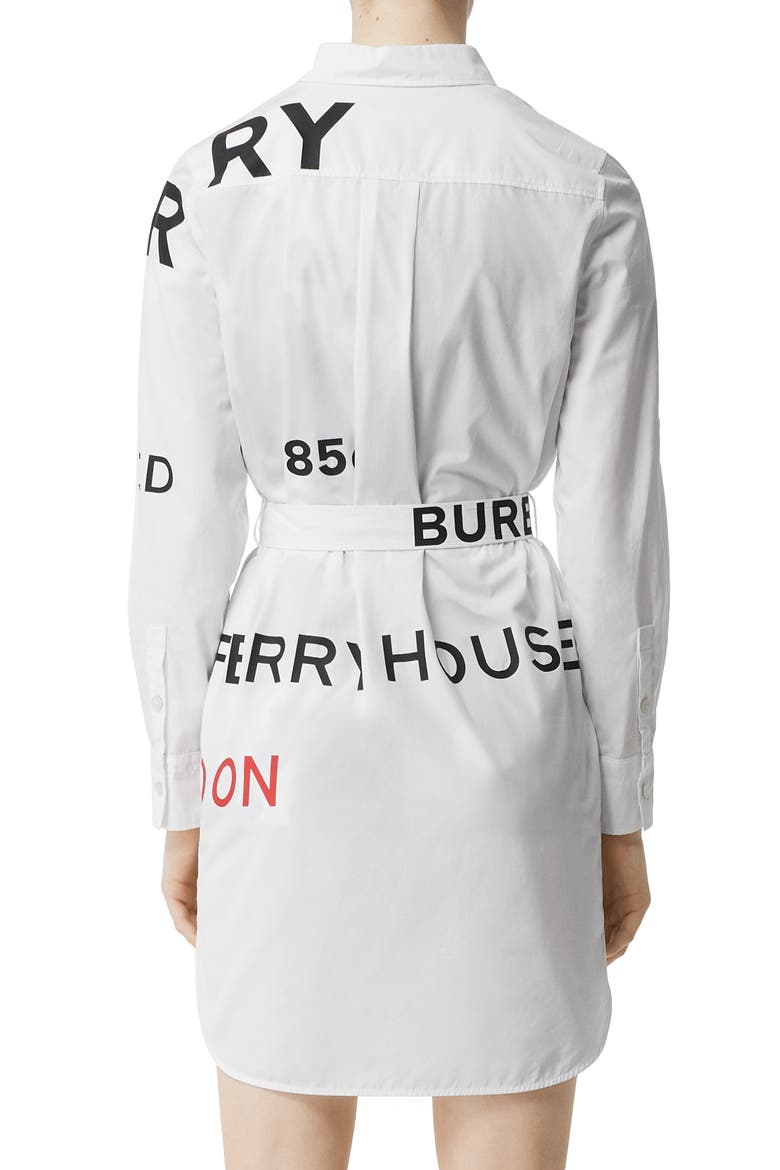 Kiley Horseferry Print Long Sleeve Poplin Shirtdress, Alternate, color, WHITE
