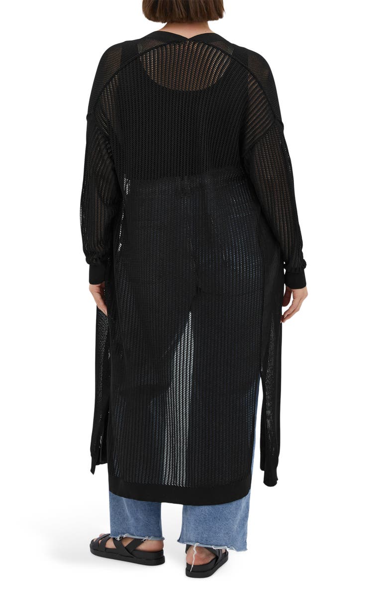 City Chic Gigi Sheer Cardigan, Alternate, color, Black