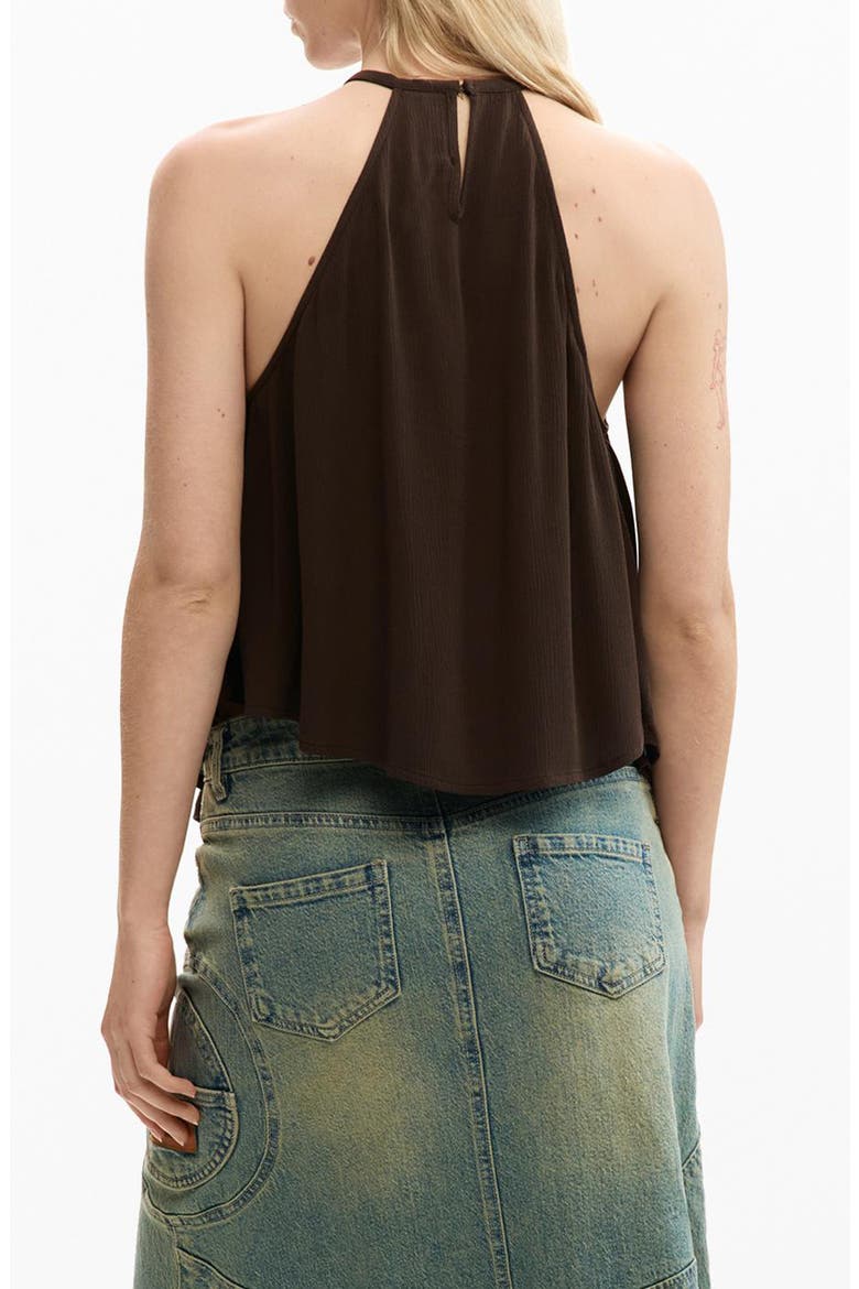 Button Trapeze Top, Alternate, color, BROWN
