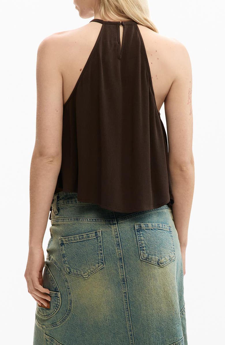 Desigual Button Trapeze Top, Alternate, color, Brown