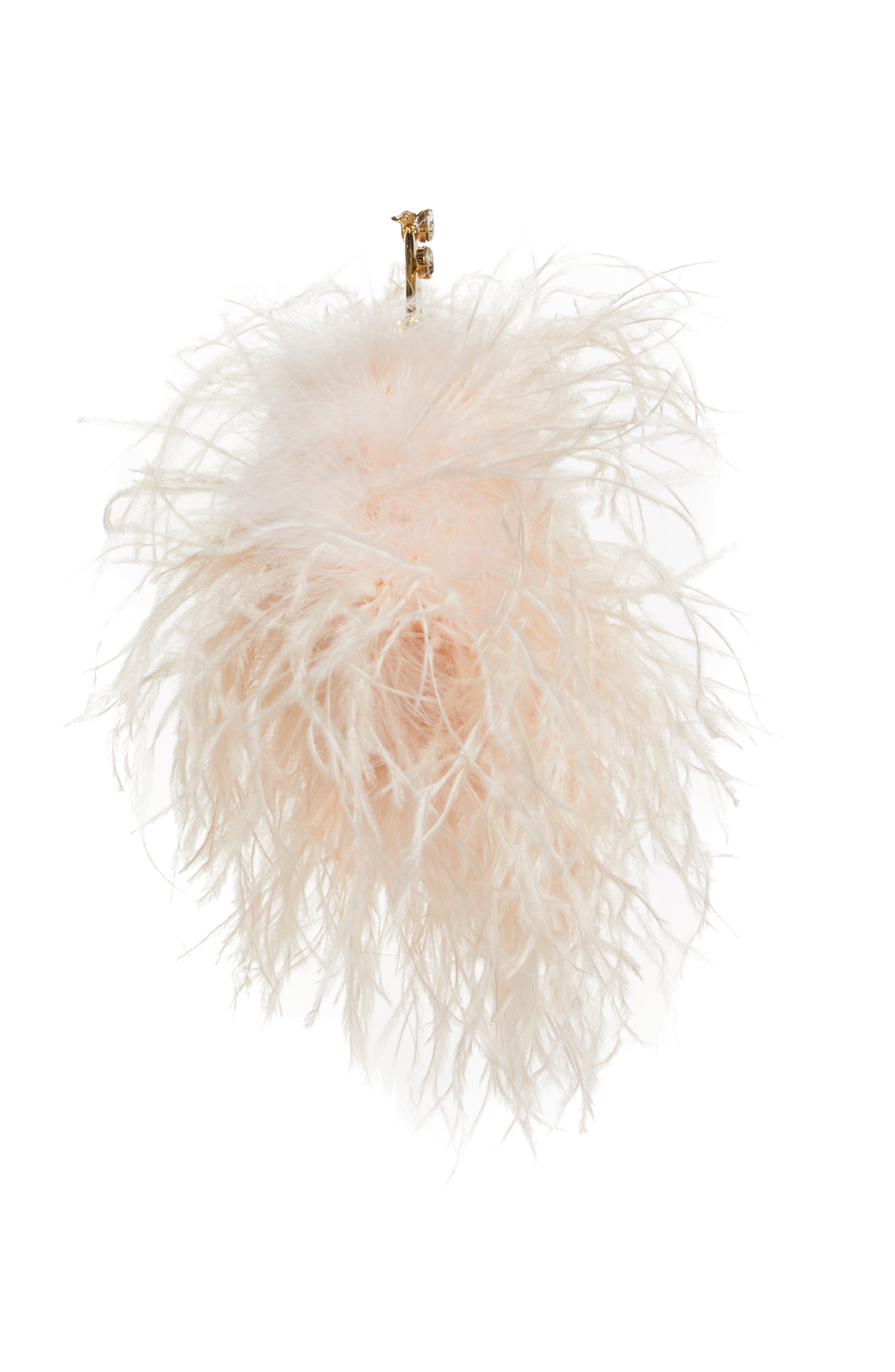 L'alingi Feather Top Handle Bag, Alternate, color, NUDE