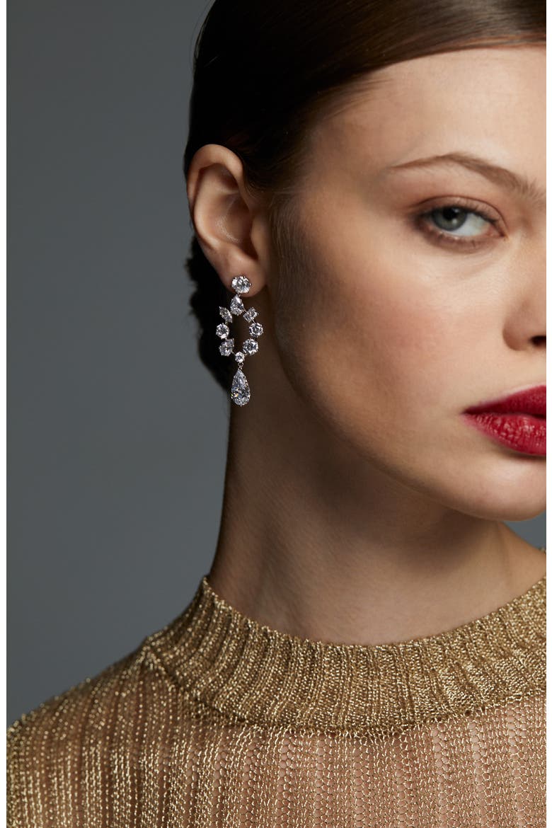 Beatrix Open Chandelier Earrings, Alternate, color, RHODIUM