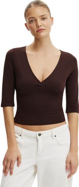 Cotton On Women's Maple V Neck 3/4 Sleeve