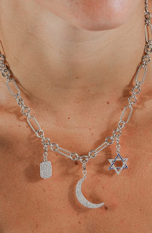 Sterling Forever Fianna Mixed Link Chain Necklace In Silver