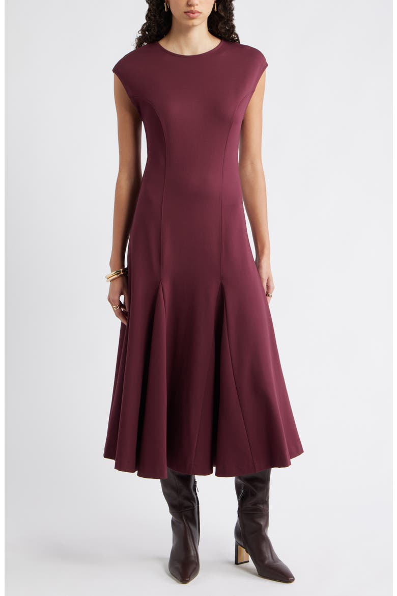 Princess Seam Fit & Flare Dress, Main, color, BURGUNDY ROYALE
