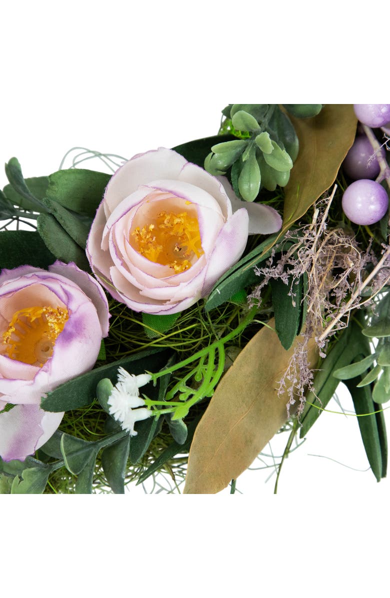 Northlight Artificial Mixed Floral and Greenery Spring Wreath - 13" - Purple, Alternate, color, Purple