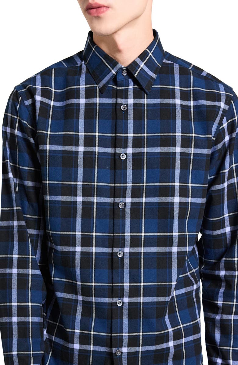Theory Irving Medium Plaid Shirt, Alternate, color, Blueberry Multi - Rtp