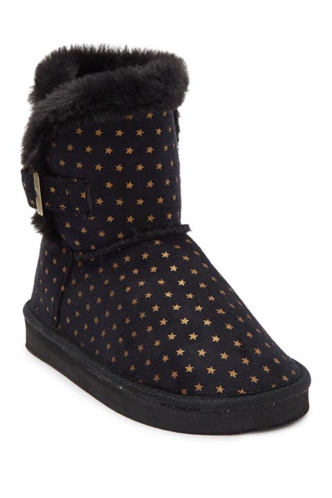 Star Faux Fur Trim Bootie (Little Kid)