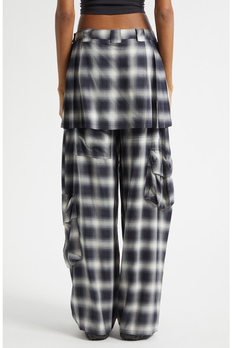 Lawn Plaid Skirt Overlay Cargo Pants, Alternate, color, FOG PLAID