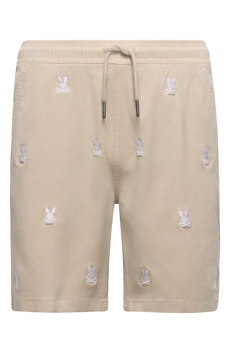 Psycho Bunny Kids' Wills Embroidered Bunnies Drawstring Shorts, Main, color, 