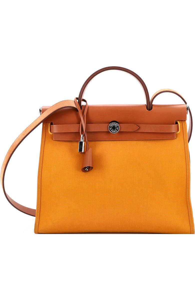 Pre-Owned Hermes Herbag Zip Leather and Toile 31, Main, color, Abricot