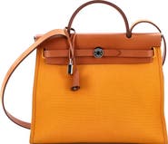 Pre-Owned Hermes Herbag Zip Leather and Toile 31