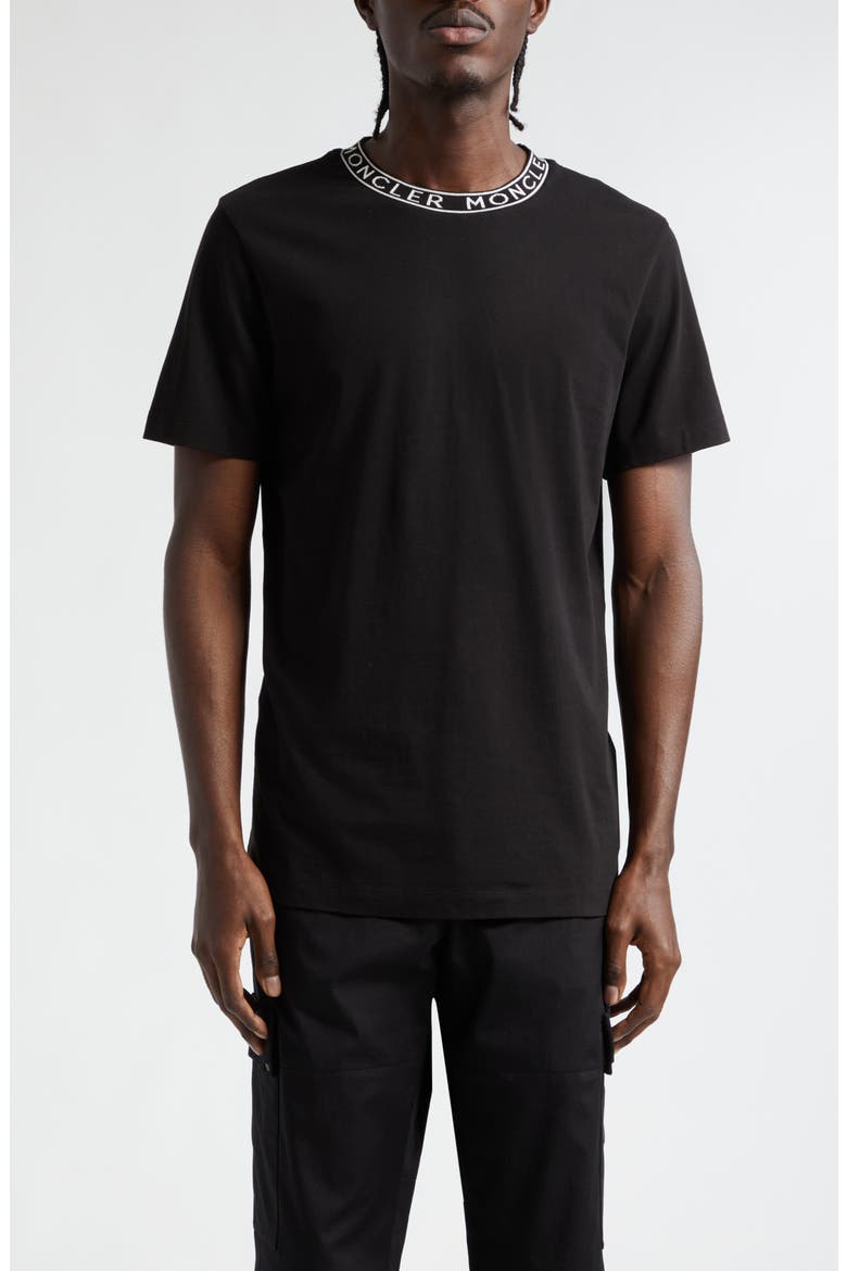 Logo Jacquard Crewneck T-Shirt, Main, color, BLACK