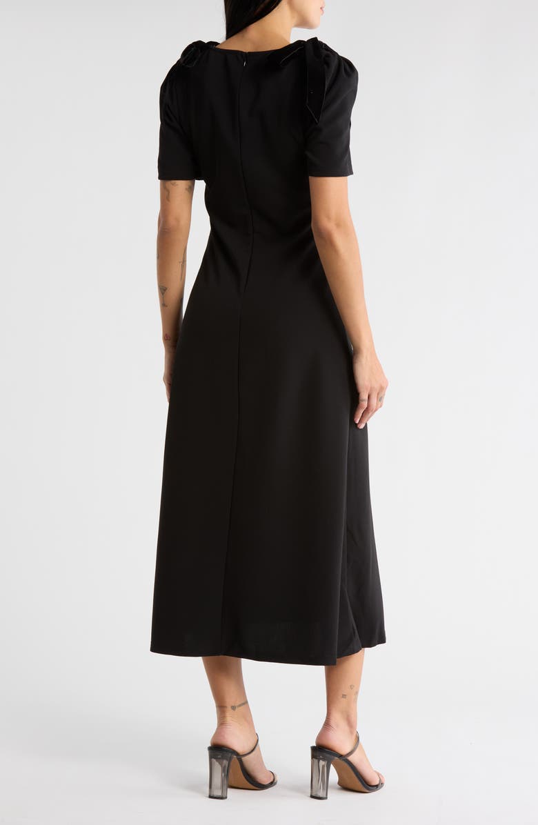ASTR the Label V-Neck Bow Detail Midi Dress, Alternate, color, Black