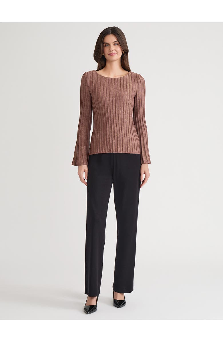 Misook Lurex Bell Sleeve Soft Knit Tunic, Alternate, color, Midnight Umber