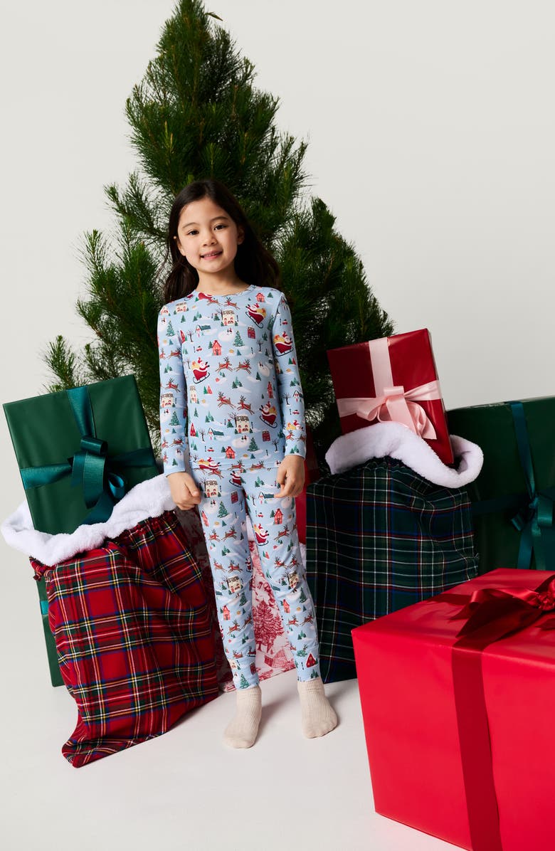 Posh Peanut Print Fitted Two-Piece Pajamas, Alternate, color, Blue