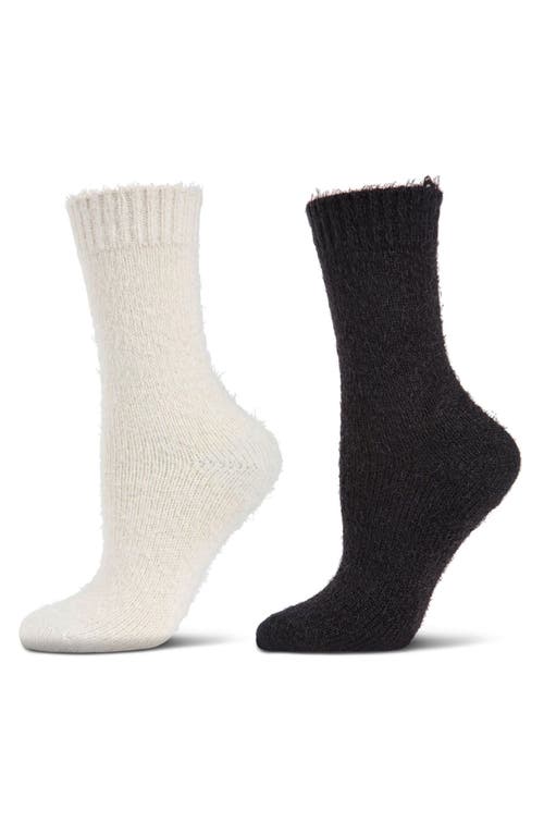 MeMoi Cozy Assorted 2-Pack Crew Socks in White 