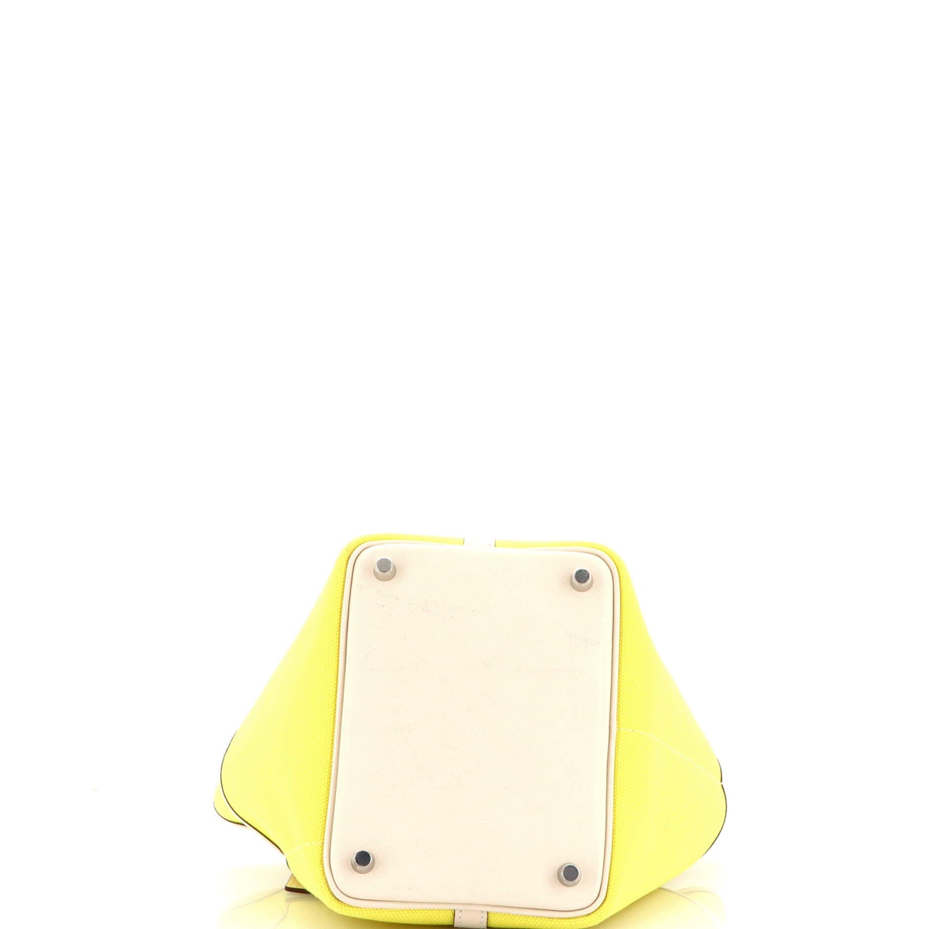 Pre-Owned Hermes Cargo Picotin Lock Bag Canvas and Swift PM, Alternate, color, Jaune Citron