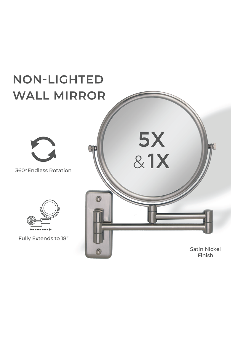 Zadro Wall Mounted Makeup Mirror with 8X/1X Magnifications, Alternate, color, Black