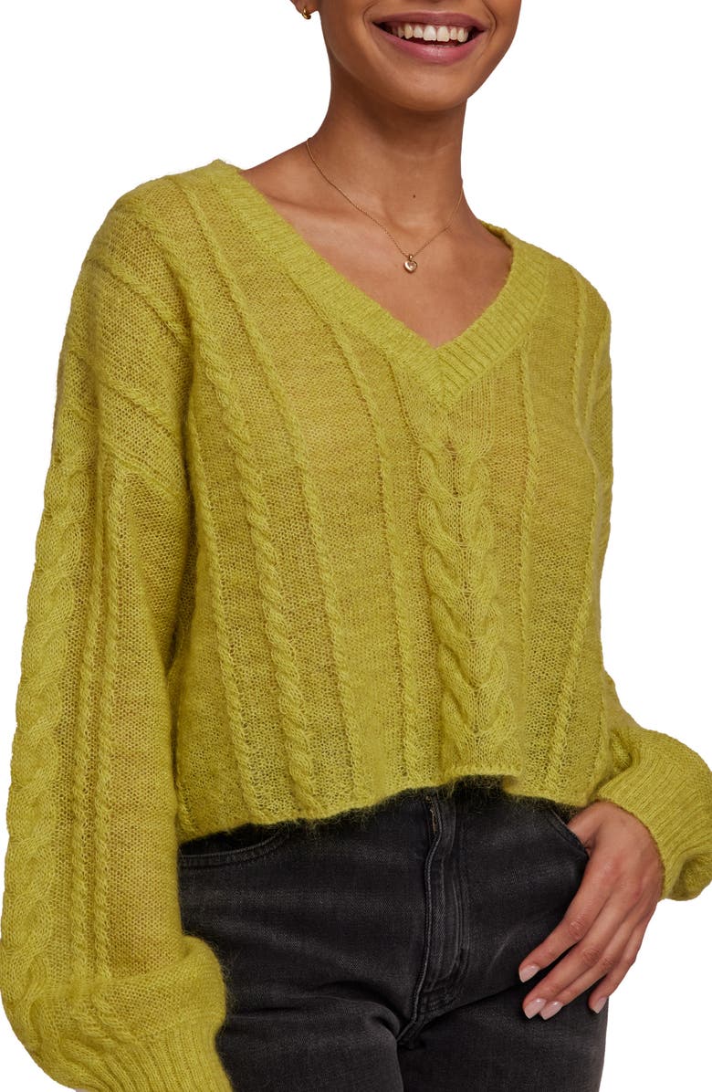 Bella Dahl Cable Stitch Crop Sweater, Main, color, 