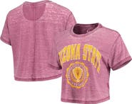 PRESSBOX Women's Pressbox Maroon Arizona State Sun Devils Edith Vintage Burnout Crop T-Shirt