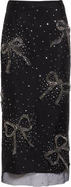 Carolina Herrera Bow Embellished Tulle Midi Skirt
