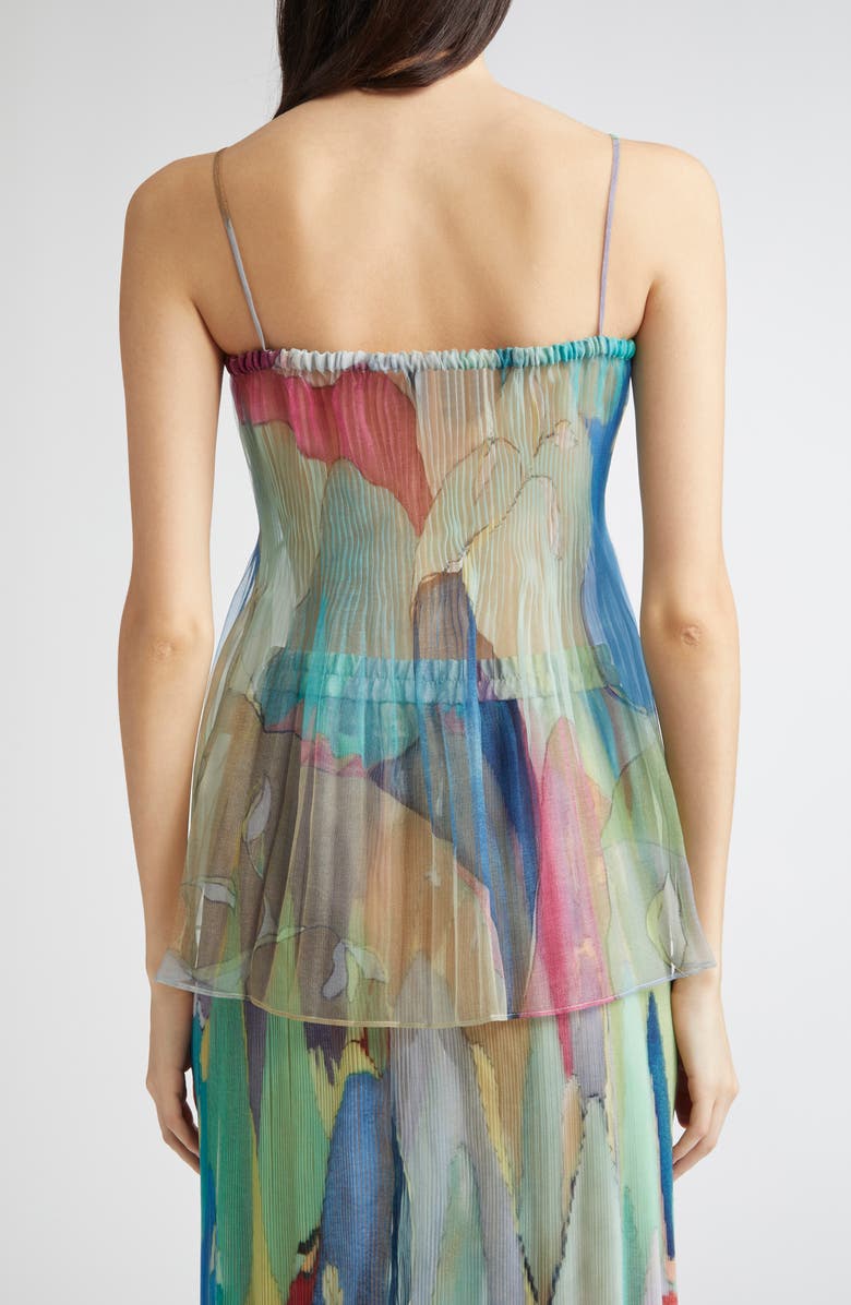 EENK Print Plissé Silk Organza Peplum Top, Alternate, color, Navy Multi