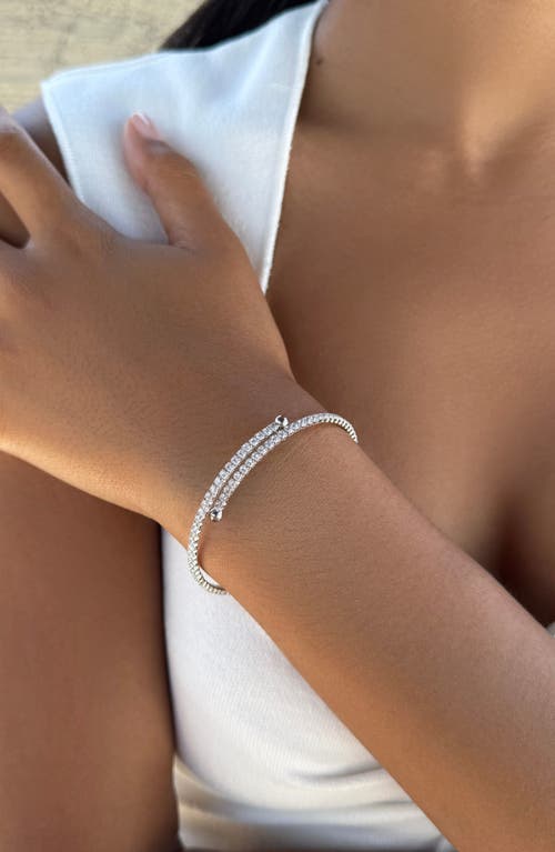 Adornia Crystal Coil Wrap Bracelet In Silver