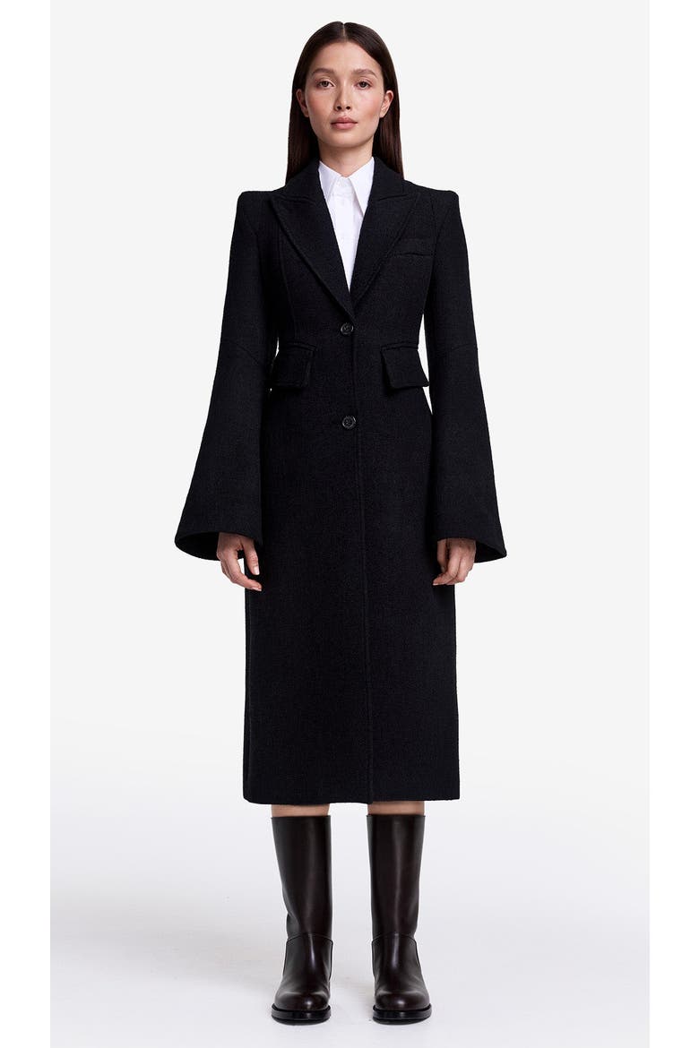 Pagoda Brando Trumpet Sleeve Coat, Main, color, Black