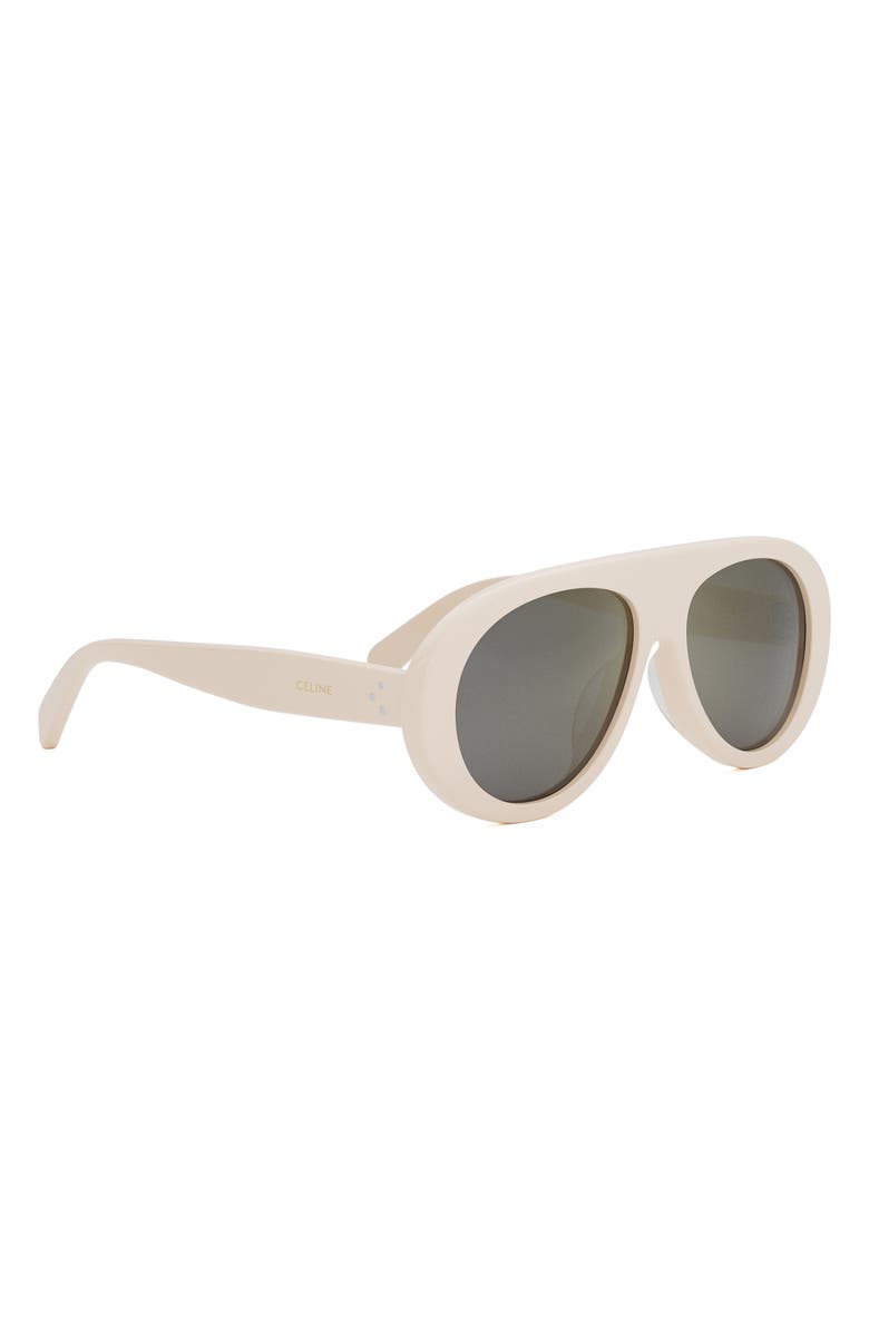 CELINE Aprés Ski Capsule 55mm Mirrored Pilot Sunglasses, Alternate, color, Ivory / Smoke Mirror