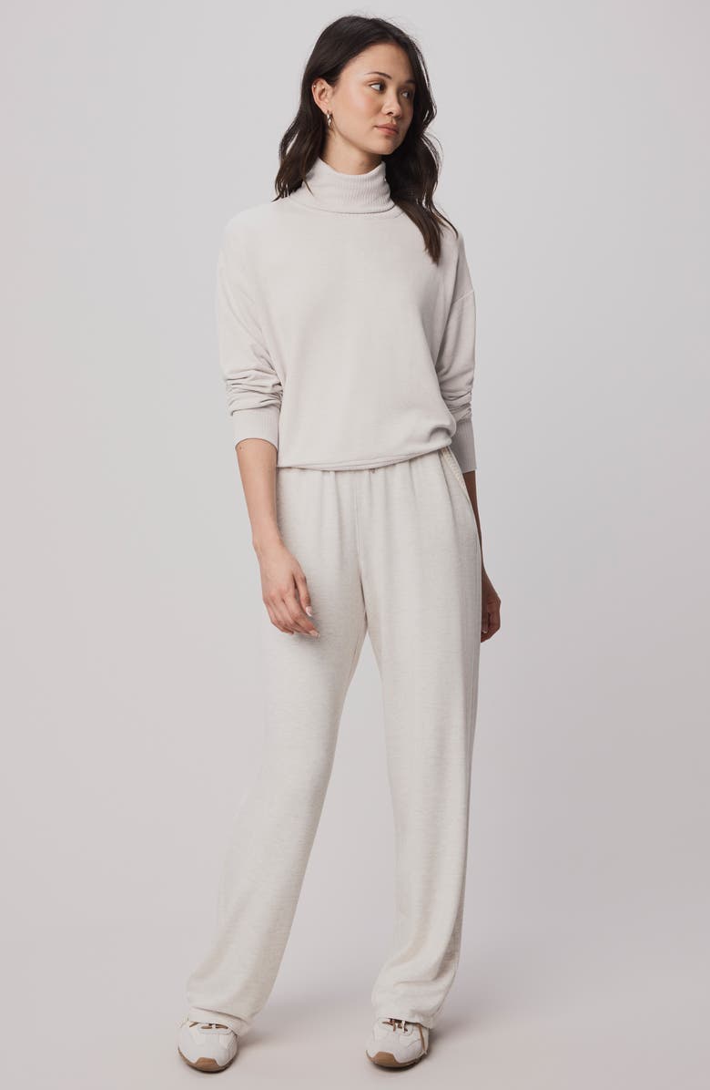 Splendid Supersoft Trim Turtleneck Sweater, Alternate, color, Pale Oak Heather White