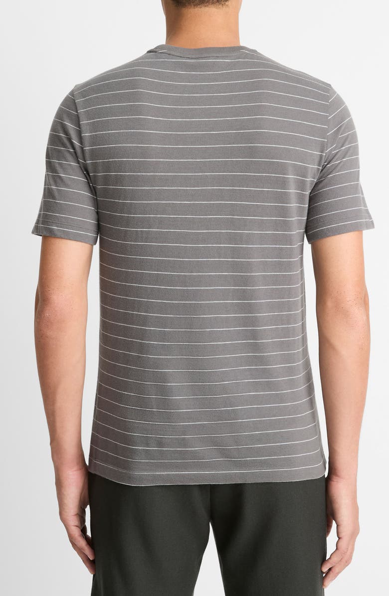Vince Stripe Crewneck T-Shirt, Alternate, color, Rain Cloud/ Optic White