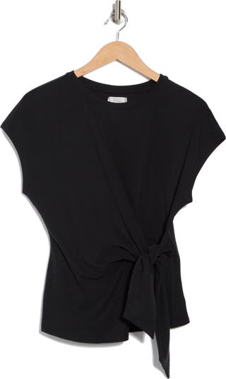 Short Sleeve Tie Detail Top