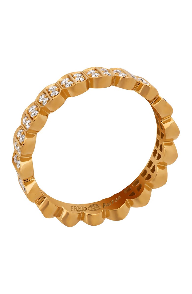 FRED OF PARIS Yellow Gold Heart & Diamond Stacking Ring - 0.10 ctw, Main, color, 