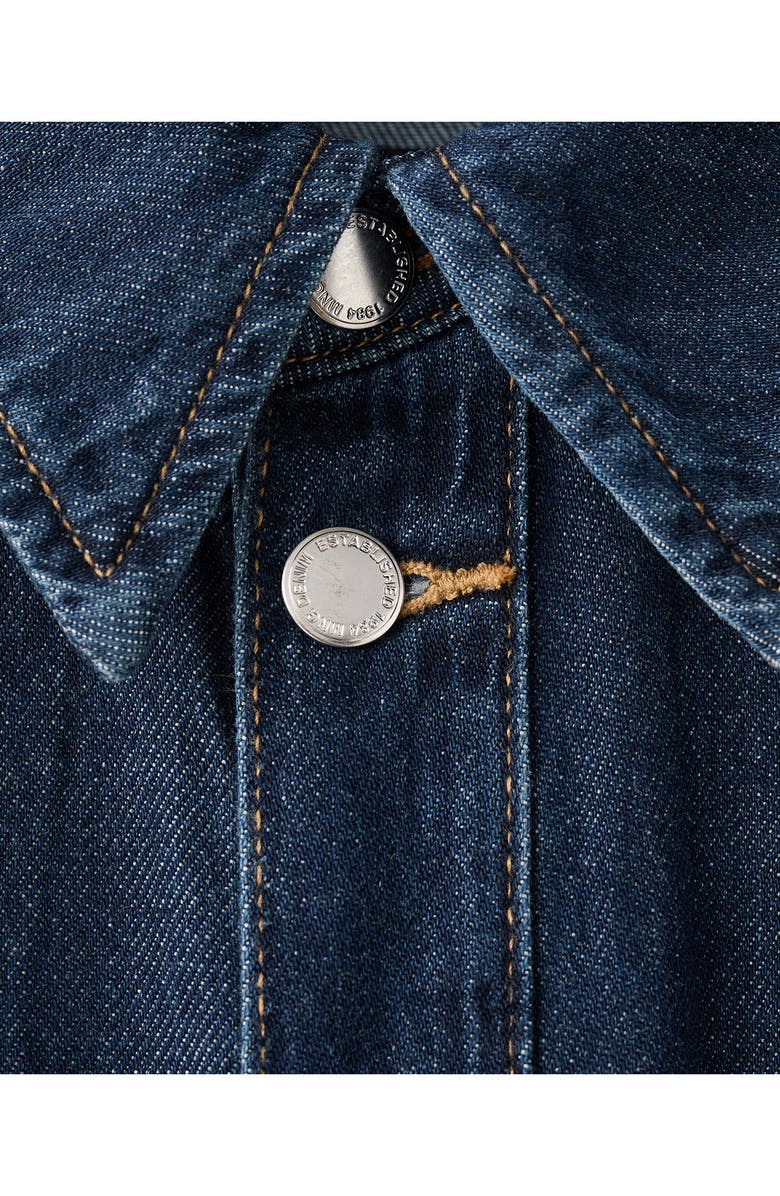 MANGO Long Sleeve Wide Leg Denim Jumpsuit, Alternate, color, Dark Blue