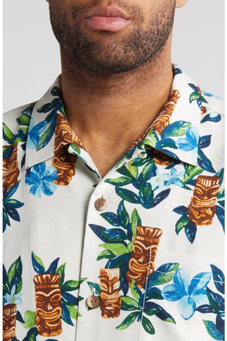 Tiki Tumble Short Sleeve Silk Button-Up Shirt, Alternate, color, CONTINENTAL