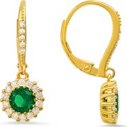 Queen Jewels 14K Gold Plate Sterling Silver CZ Drop Earrings