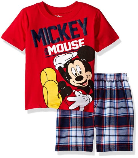 Mickey Mouse T-Shirt & Plaid Shorts Set