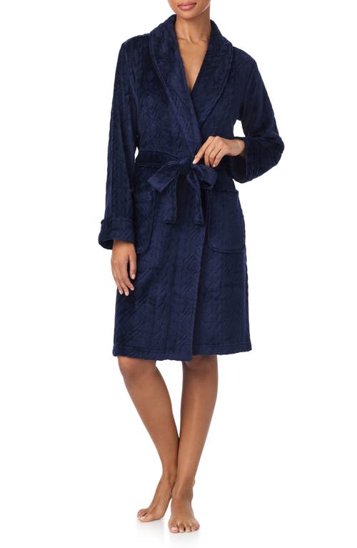Ralph Lauren Lauren Fleece Monogram Robe In Blue