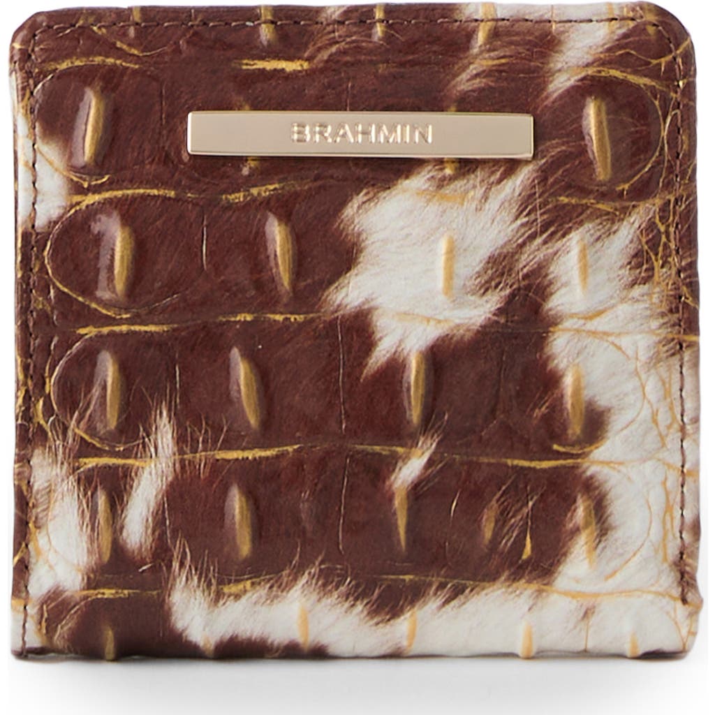 Brahmin Jane Croc Embossed Leather Bifold Wallet In Brown
