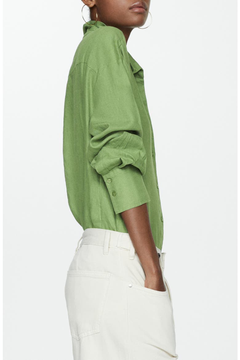Button-Up Linen Shirt, Alternate, color, GREEN