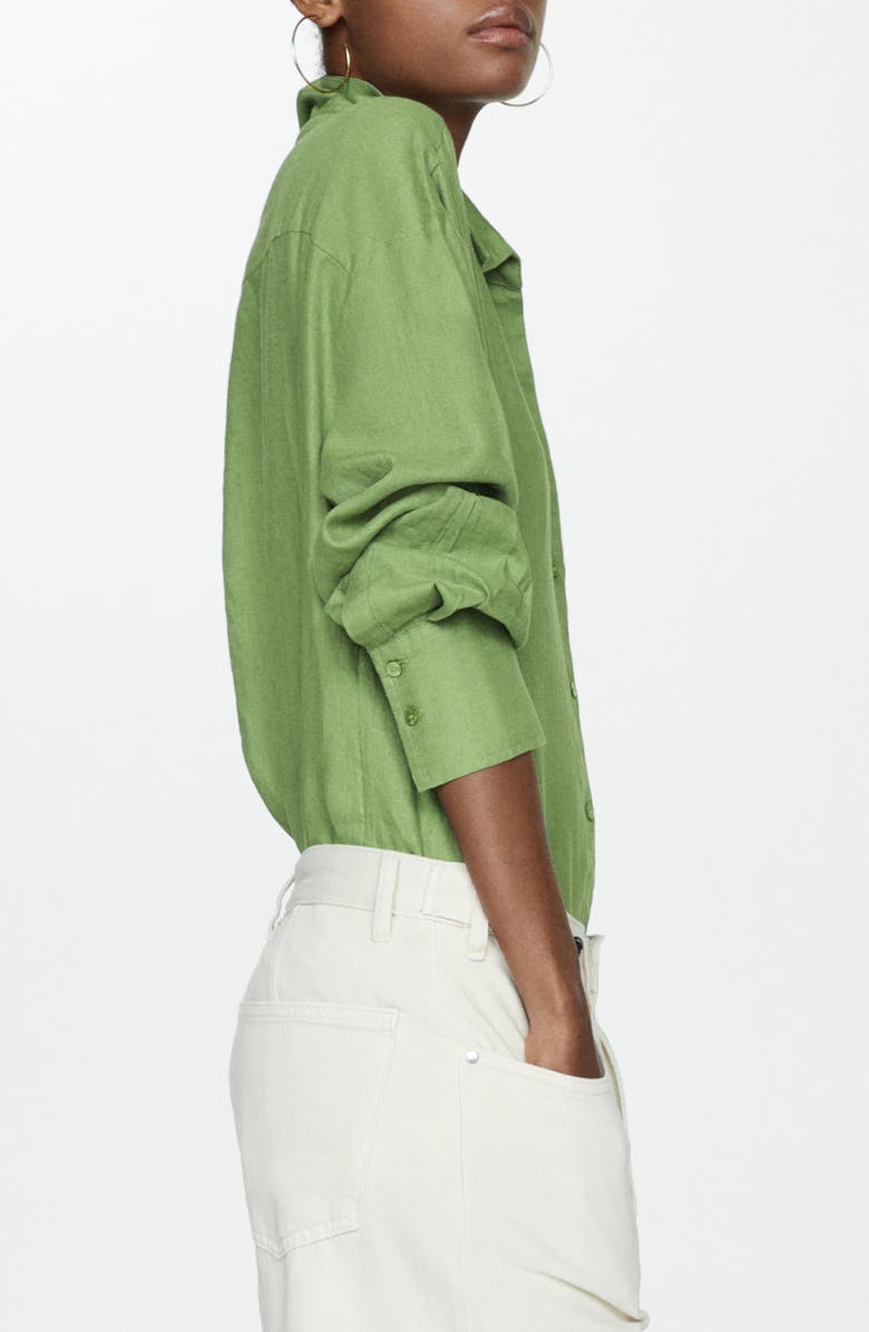 MANGO Button-Up Linen Shirt, Alternate, color, 