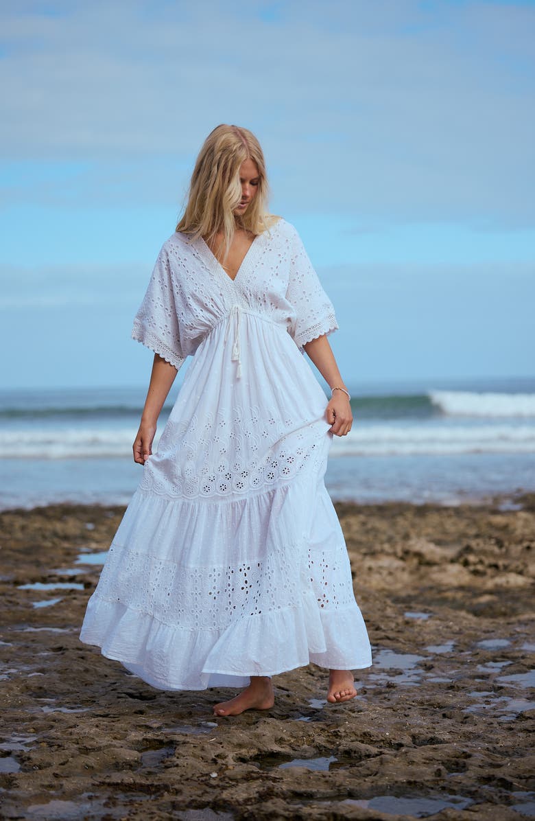 Talisman the Label Nora Broderie Anglaise Tiered Maxi Dress, Alternate, color, 