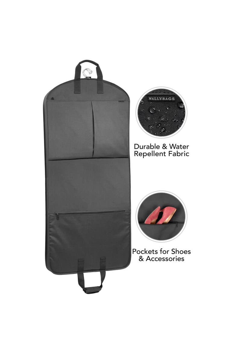 52" Deluxe Travel Garment Bag with two pockets, Alternate, color, Black