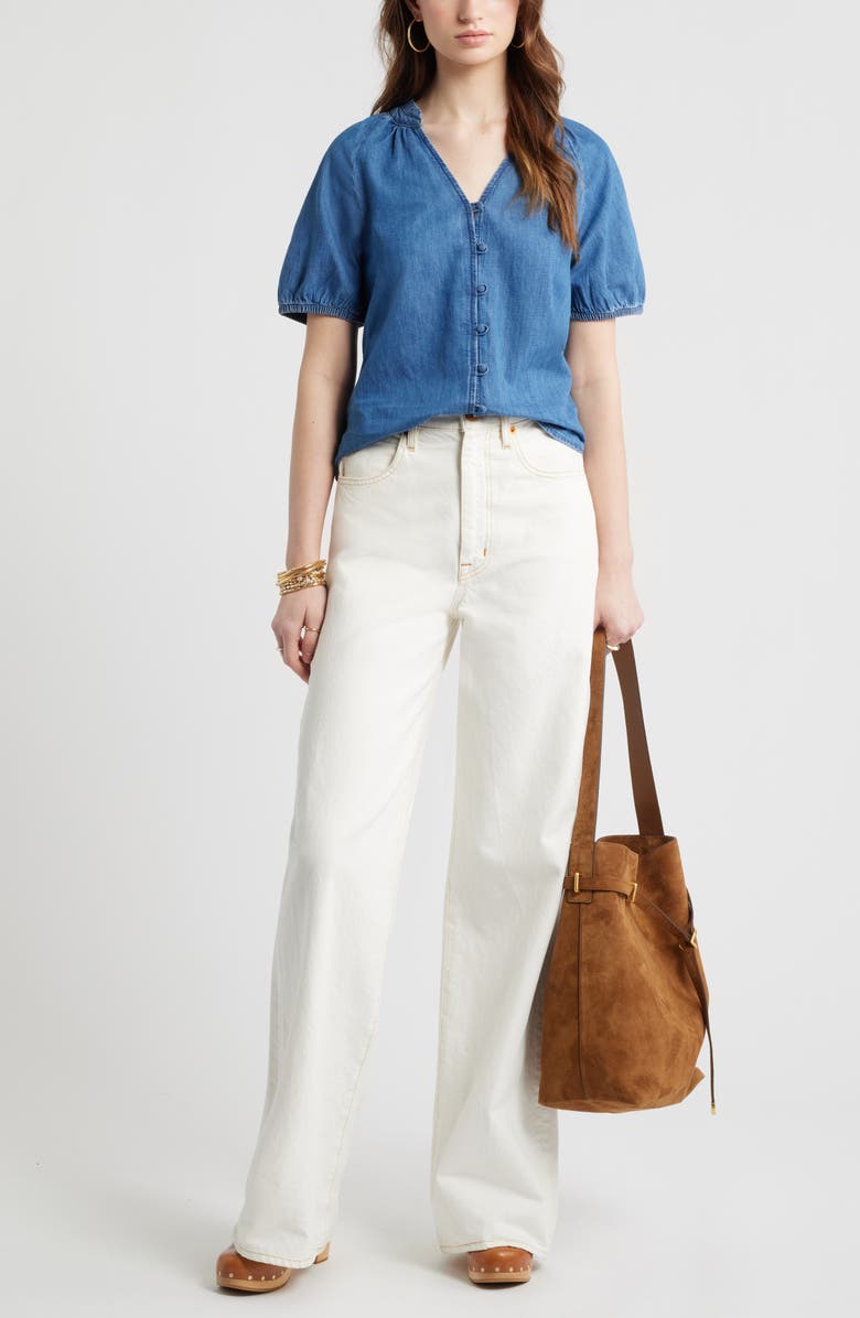 Treasure & Bond V-Neck Chambray Top, Alternate, color, Medium Wash