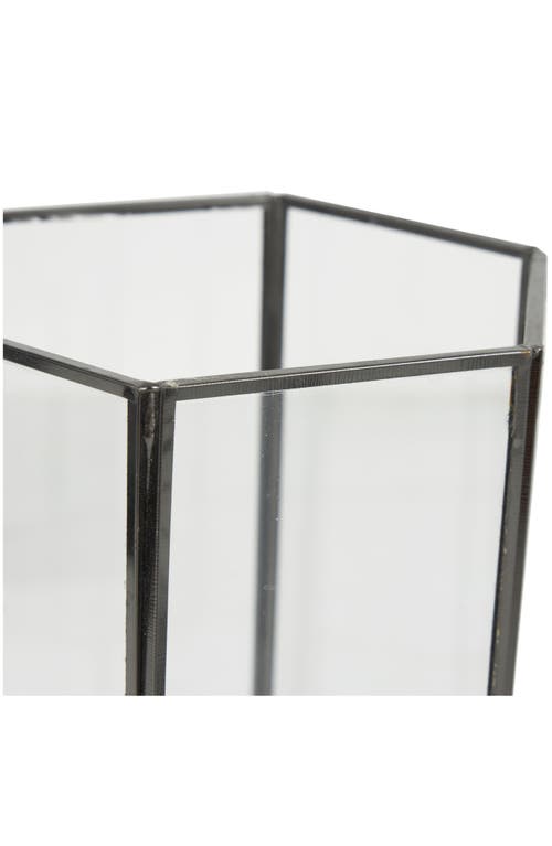 Uma Set Of 3 Modern Metal Lantern Candle Holders In Clear