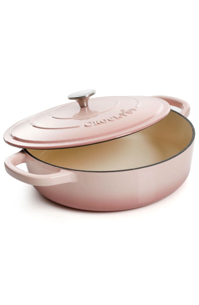 Crock-pot 5 Quart Round Enameled Cast Iron Braiser Pan with Self Basting Lid, Alternate, color, Pink