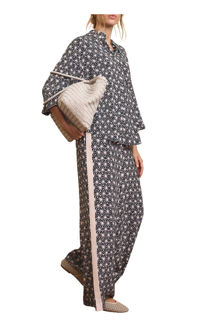 Geometric Print Wide Trousers, Main, color, Blue