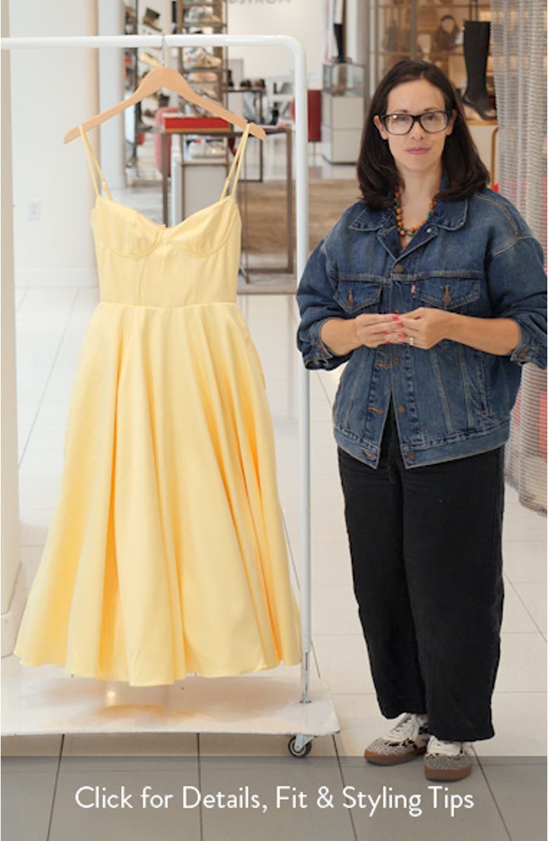 Mademoiselle Bustier Stretch Satin Midi Cocktail Dress, sales video thumbnail