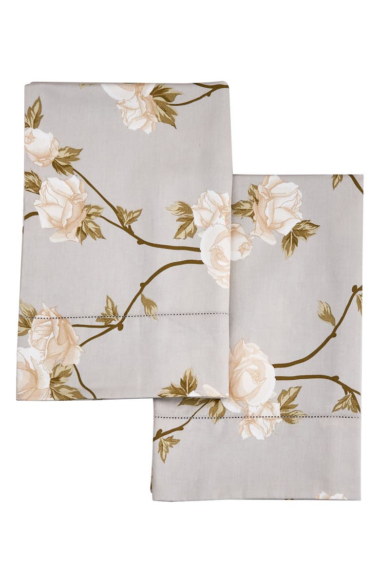 MELANGE HOME Rose Cotton Pillowcase Set, Main, color, White/ Ivory